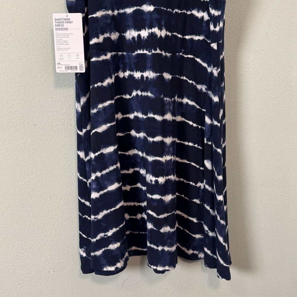 Athleta Santorini Thera Print Dress Blue Navy Tie Dye Stripe UPF 1X NEW Beach - Picture 7 of 11